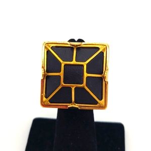 Vita Fede Black Reisen on Gold-Tone Rings NEW